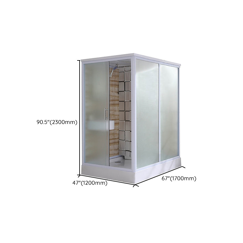 Framed White Shower Kit Corner Rectangle Frosted Shower Stall Clearhalo 'Bathroom Remodel & Bathroom Fixtures' 'Home Improvement' 'home_improvement' 'home_improvement_shower_stalls_enclosures' 'Shower Stalls & Enclosures' 'shower_stalls_enclosures' 'Showers & Bathtubs' 7242998