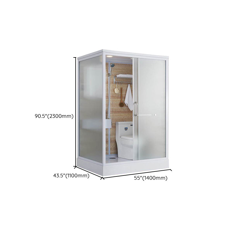 Framed White Shower Kit Corner Rectangle Frosted Shower Stall Clearhalo 'Bathroom Remodel & Bathroom Fixtures' 'Home Improvement' 'home_improvement' 'home_improvement_shower_stalls_enclosures' 'Shower Stalls & Enclosures' 'shower_stalls_enclosures' 'Showers & Bathtubs' 7243000