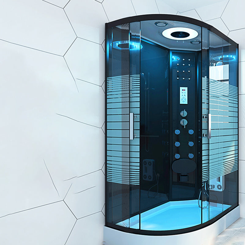 Clear Tempered Glass Shower Stall Framed Rounded Shower Stall with Base Kit Clearhalo 'Bathroom Remodel & Bathroom Fixtures' 'Home Improvement' 'home_improvement' 'home_improvement_shower_stalls_enclosures' 'Shower Stalls & Enclosures' 'shower_stalls_enclosures' 'Showers & Bathtubs' 7243033