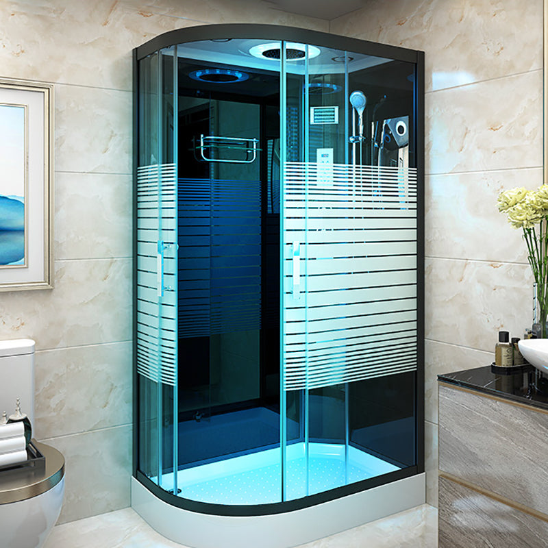 Clear Tempered Glass Shower Stall Framed Rounded Shower Stall with Base Kit Clearhalo 'Bathroom Remodel & Bathroom Fixtures' 'Home Improvement' 'home_improvement' 'home_improvement_shower_stalls_enclosures' 'Shower Stalls & Enclosures' 'shower_stalls_enclosures' 'Showers & Bathtubs' 7243037