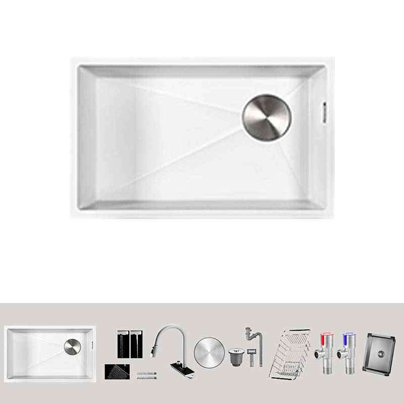 Single Bowl Kitchen Sink Stainless Steel Kitchen Sink with Drain Strainer Kit Sink with Faucet Pull Out Faucet Clearhalo 'Home Improvement' 'home_improvement' 'home_improvement_kitchen_sinks' 'Kitchen Remodel & Kitchen Fixtures' 'Kitchen Sinks & Faucet Components' 'Kitchen Sinks' 'kitchen_sinks' 7243893