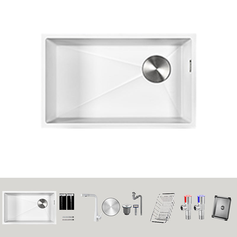 Single Bowl Kitchen Sink Stainless Steel Kitchen Sink with Drain Strainer Kit Sink with Faucet Seven Character Draw Faucet Clearhalo 'Home Improvement' 'home_improvement' 'home_improvement_kitchen_sinks' 'Kitchen Remodel & Kitchen Fixtures' 'Kitchen Sinks & Faucet Components' 'Kitchen Sinks' 'kitchen_sinks' 7243897