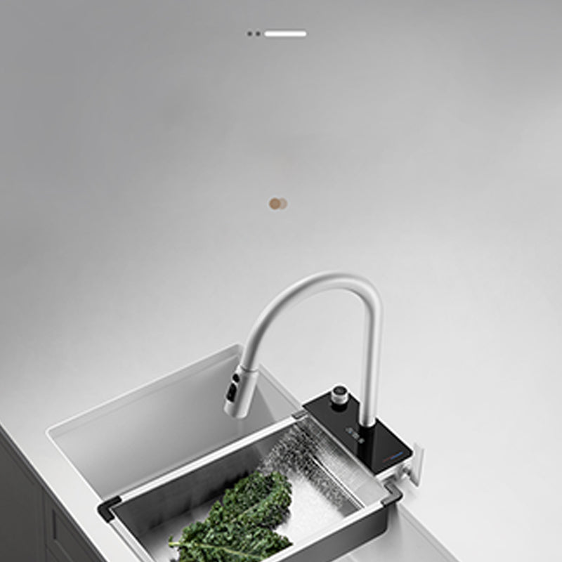 Single Bowl Kitchen Sink Stainless Steel Kitchen Sink with Drain Strainer Kit Clearhalo 'Home Improvement' 'home_improvement' 'home_improvement_kitchen_sinks' 'Kitchen Remodel & Kitchen Fixtures' 'Kitchen Sinks & Faucet Components' 'Kitchen Sinks' 'kitchen_sinks' 7243902