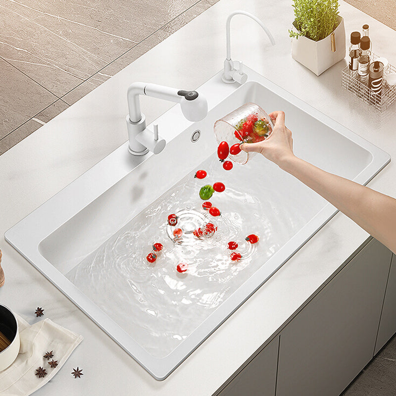 Quartz Kitchen Sink Contemporary 1-Bowl Kitchen Sink with Strainer Clearhalo 'Home Improvement' 'home_improvement' 'home_improvement_kitchen_sinks' 'Kitchen Remodel & Kitchen Fixtures' 'Kitchen Sinks & Faucet Components' 'Kitchen Sinks' 'kitchen_sinks' 7244592