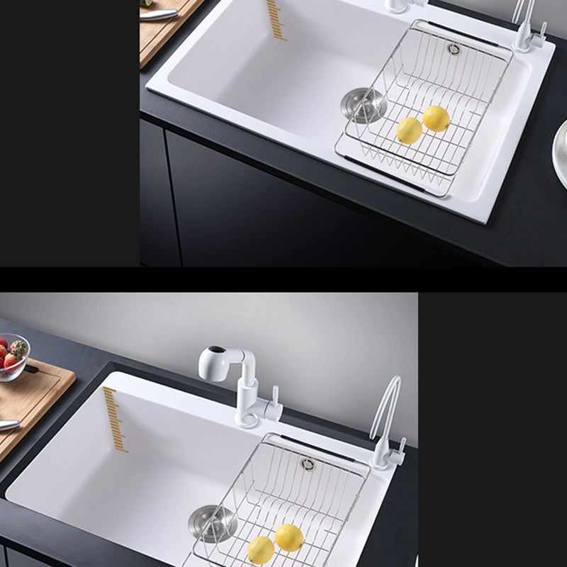 Quartz Kitchen Sink Contemporary 1-Bowl Kitchen Sink with Strainer Clearhalo 'Home Improvement' 'home_improvement' 'home_improvement_kitchen_sinks' 'Kitchen Remodel & Kitchen Fixtures' 'Kitchen Sinks & Faucet Components' 'Kitchen Sinks' 'kitchen_sinks' 7244595
