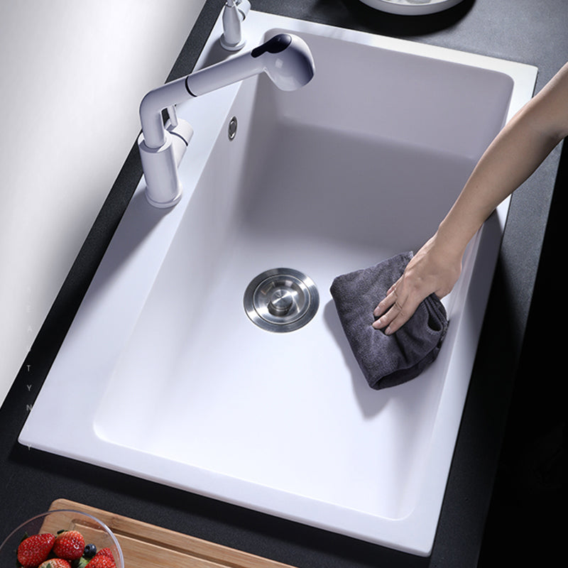 Quartz Kitchen Sink Contemporary 1-Bowl Kitchen Sink with Strainer Clearhalo 'Home Improvement' 'home_improvement' 'home_improvement_kitchen_sinks' 'Kitchen Remodel & Kitchen Fixtures' 'Kitchen Sinks & Faucet Components' 'Kitchen Sinks' 'kitchen_sinks' 7244599