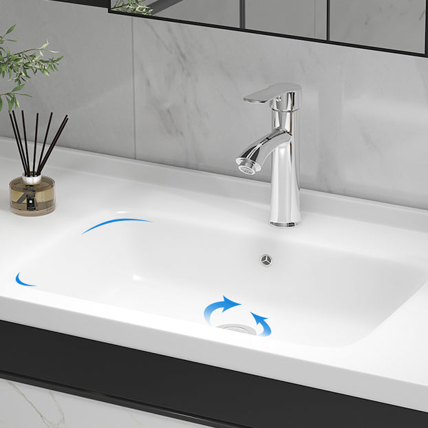 Single Sink Metal Frame Vanity Modern Black Wall Mount Rectangular Vanity Set Clearhalo 'Bathroom Remodel & Bathroom Fixtures' 'Bathroom Vanities' 'bathroom_vanities' 'Home Improvement' 'home_improvement' 'home_improvement_bathroom_vanities' 7244618