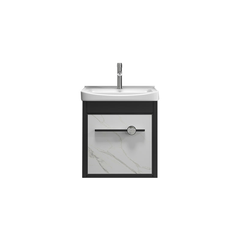 Single Sink Metal Frame Vanity Modern Black Wall Mount Rectangular Vanity Set Vanity & Faucet 17"L x 14"W x 17"H Clearhalo 'Bathroom Remodel & Bathroom Fixtures' 'Bathroom Vanities' 'bathroom_vanities' 'Home Improvement' 'home_improvement' 'home_improvement_bathroom_vanities' 7244626