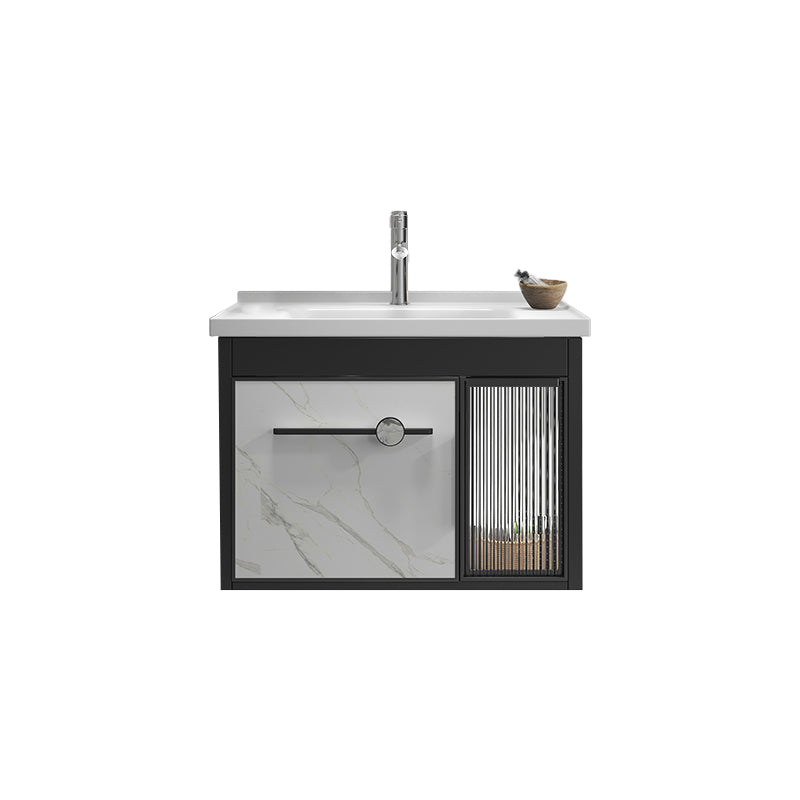 Single Sink Metal Frame Vanity Modern Black Wall Mount Rectangular Vanity Set Vanity & Faucet 24"L x 16"W x 17"H Clearhalo 'Bathroom Remodel & Bathroom Fixtures' 'Bathroom Vanities' 'bathroom_vanities' 'Home Improvement' 'home_improvement' 'home_improvement_bathroom_vanities' 7244628
