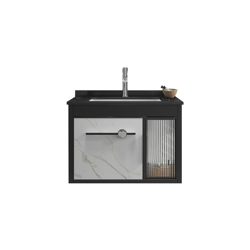 Single Sink Metal Frame Vanity Modern Black Wall Mount Rectangular Vanity Set Vanity & Faucet 24"L x 19"W x 17"H Clearhalo 'Bathroom Remodel & Bathroom Fixtures' 'Bathroom Vanities' 'bathroom_vanities' 'Home Improvement' 'home_improvement' 'home_improvement_bathroom_vanities' 7244630