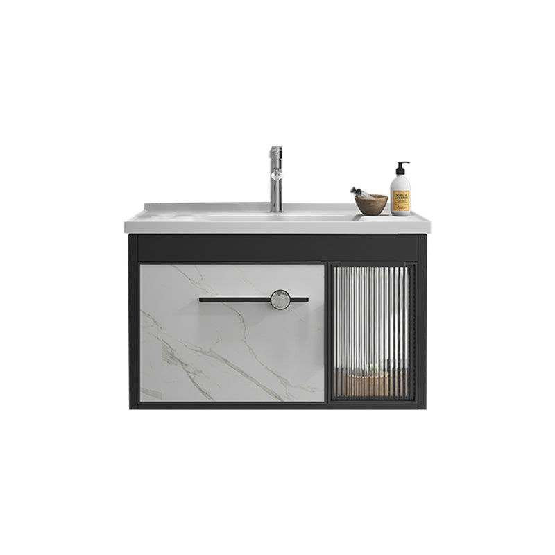 Single Sink Metal Frame Vanity Modern Black Wall Mount Rectangular Vanity Set Vanity & Faucet Clearhalo 'Bathroom Remodel & Bathroom Fixtures' 'Bathroom Vanities' 'bathroom_vanities' 'Home Improvement' 'home_improvement' 'home_improvement_bathroom_vanities' 7244631
