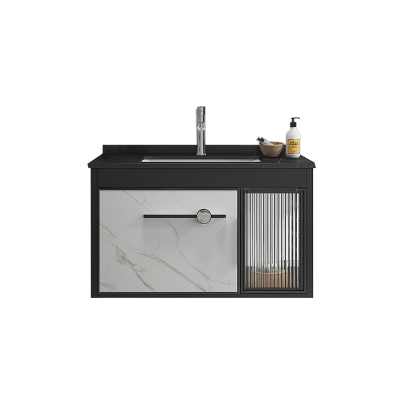 Single Sink Metal Frame Vanity Modern Black Wall Mount Rectangular Vanity Set Vanity & Faucet Clearhalo 'Bathroom Remodel & Bathroom Fixtures' 'Bathroom Vanities' 'bathroom_vanities' 'Home Improvement' 'home_improvement' 'home_improvement_bathroom_vanities' 7244632
