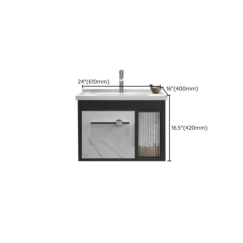 Single Sink Metal Frame Vanity Modern Black Wall Mount Rectangular Vanity Set Clearhalo 'Bathroom Remodel & Bathroom Fixtures' 'Bathroom Vanities' 'bathroom_vanities' 'Home Improvement' 'home_improvement' 'home_improvement_bathroom_vanities' 7244636