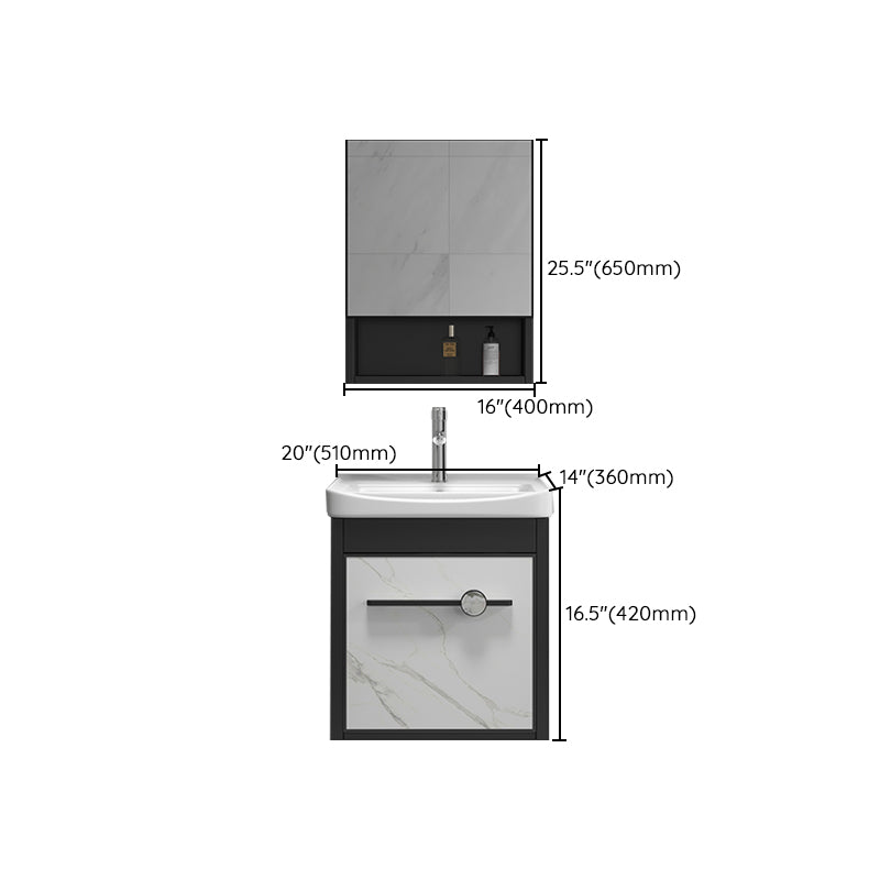 Single Sink Metal Frame Vanity Modern Black Wall Mount Rectangular Vanity Set Clearhalo 'Bathroom Remodel & Bathroom Fixtures' 'Bathroom Vanities' 'bathroom_vanities' 'Home Improvement' 'home_improvement' 'home_improvement_bathroom_vanities' 7244647