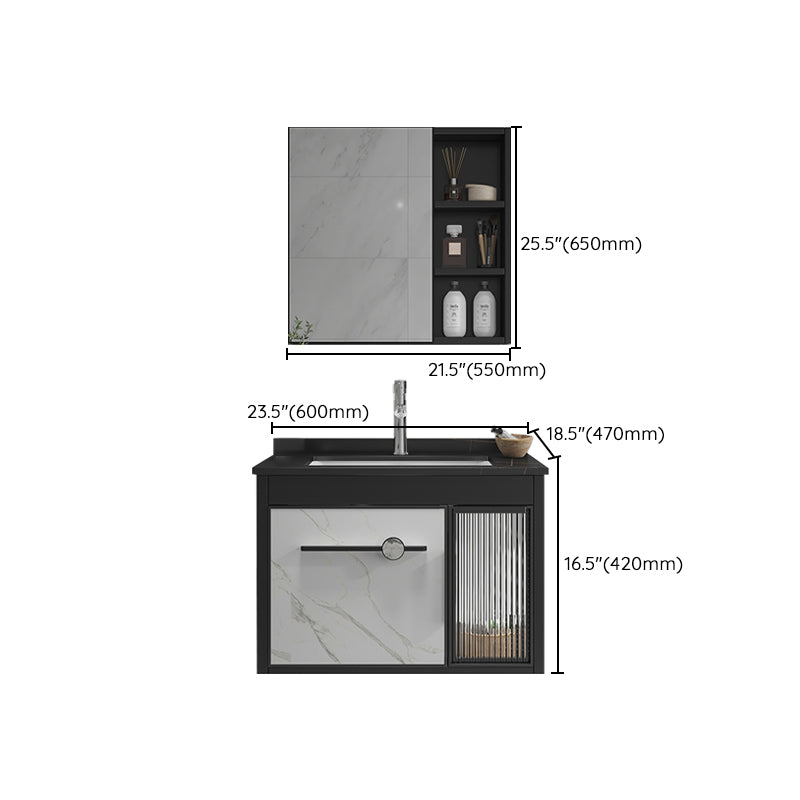 Single Sink Metal Frame Vanity Modern Black Wall Mount Rectangular Vanity Set Clearhalo 'Bathroom Remodel & Bathroom Fixtures' 'Bathroom Vanities' 'bathroom_vanities' 'Home Improvement' 'home_improvement' 'home_improvement_bathroom_vanities' 7244649