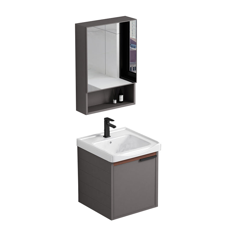 Modern Rectangular Bathroom Vanity Metal Frame Single-Sink Sink Vanity Vanity & Faucet & Mirror Cabinet 17"L x 14"W x 17"H Clearhalo 'Bathroom Remodel & Bathroom Fixtures' 'Bathroom Vanities' 'bathroom_vanities' 'Home Improvement' 'home_improvement' 'home_improvement_bathroom_vanities' 7244659