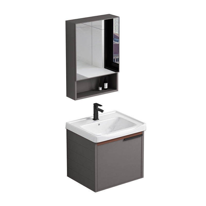 Modern Rectangular Bathroom Vanity Metal Frame Single-Sink Sink Vanity Vanity & Faucet & Mirror Cabinet 20"L x 14"W x 17"H Clearhalo 'Bathroom Remodel & Bathroom Fixtures' 'Bathroom Vanities' 'bathroom_vanities' 'Home Improvement' 'home_improvement' 'home_improvement_bathroom_vanities' 7244661
