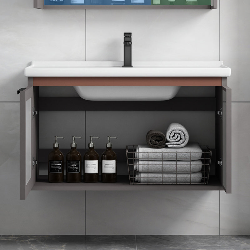 Modern Rectangular Bathroom Vanity Metal Frame Single-Sink Sink Vanity Clearhalo 'Bathroom Remodel & Bathroom Fixtures' 'Bathroom Vanities' 'bathroom_vanities' 'Home Improvement' 'home_improvement' 'home_improvement_bathroom_vanities' 7244662