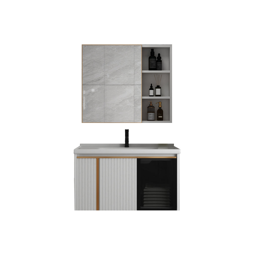 Rectangular Wall Mount Sink Vanity Modern White Metal Frame Vanity Vanity & Faucet & Mirror Cabinet https: res.litfad.com site img item 2023 01 23 7244711 1200x1200.jpg Clearhalo 'Bathroom Remodel & Bathroom Fixtures' 'Bathroom Vanities' 'bathroom_vanities' 'Home Improvement' 'home_improvement' 'home_improvement_bathroom_vanities' 7244711