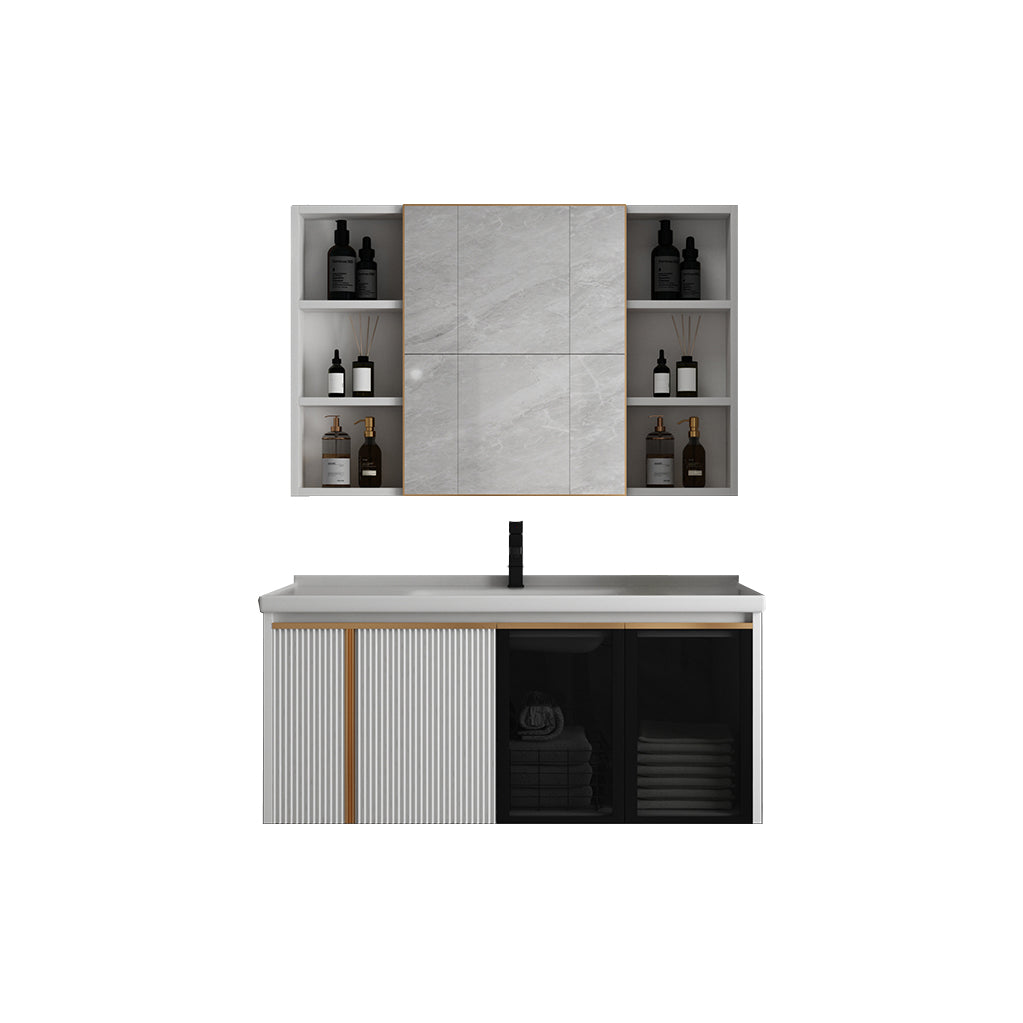 Rectangular Wall Mount Sink Vanity Modern White Metal Frame Vanity Vanity & Faucet & Mirror Cabinet https: res.litfad.com site img item 2023 01 26 7244713 1200x1200.jpg Clearhalo 'Bathroom Remodel & Bathroom Fixtures' 'Bathroom Vanities' 'bathroom_vanities' 'Home Improvement' 'home_improvement' 'home_improvement_bathroom_vanities' 7244713