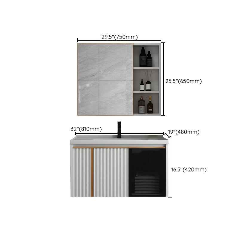 Rectangular Wall Mount Sink Vanity Modern White Metal Frame Vanity Clearhalo 'Bathroom Remodel & Bathroom Fixtures' 'Bathroom Vanities' 'bathroom_vanities' 'Home Improvement' 'home_improvement' 'home_improvement_bathroom_vanities' 7244724