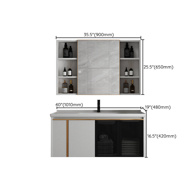 Rectangular Wall Mount Sink Vanity Modern White Metal Frame Vanity Clearhalo 'Bathroom Remodel & Bathroom Fixtures' 'Bathroom Vanities' 'bathroom_vanities' 'Home Improvement' 'home_improvement' 'home_improvement_bathroom_vanities' 7244726