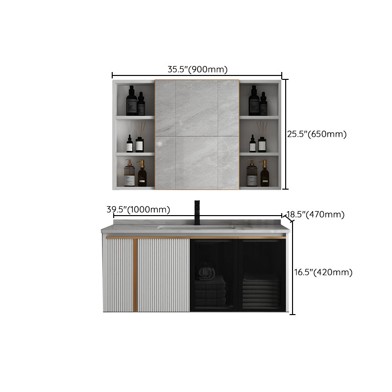 Rectangular Wall Mount Sink Vanity Modern White Metal Frame Vanity Clearhalo 'Bathroom Remodel & Bathroom Fixtures' 'Bathroom Vanities' 'bathroom_vanities' 'Home Improvement' 'home_improvement' 'home_improvement_bathroom_vanities' 7244731