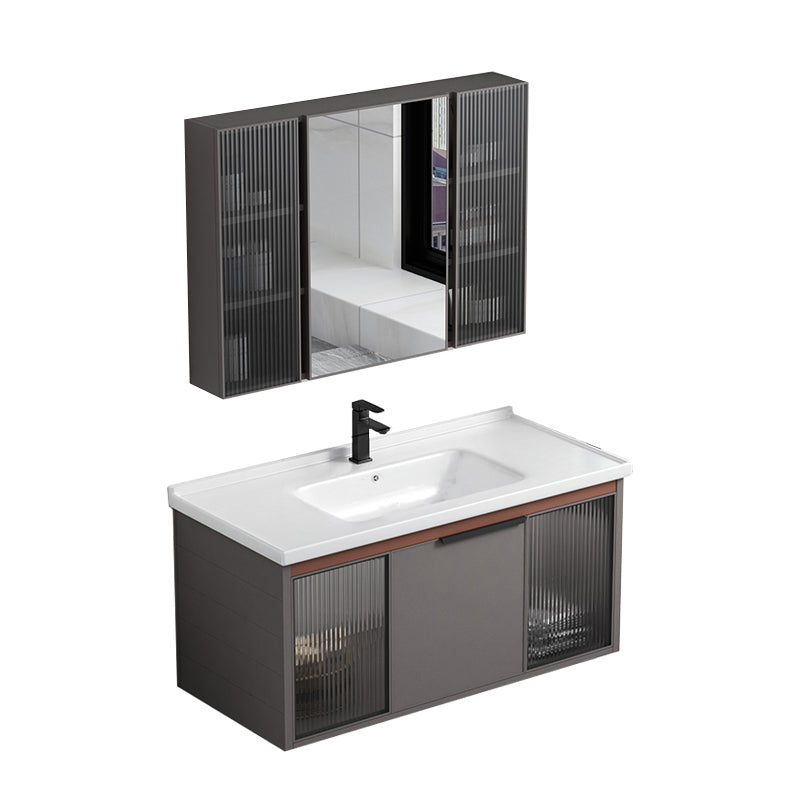 Metal Base Sink Vanity Modern Single-Sink Rectangular Wall Mount Vanity Sink Vanity & Faucet & Mirror Cabinet https: res.litfad.com site img item 2023 01 06 7244742 1200x1200.jpg Clearhalo 'Bathroom Remodel & Bathroom Fixtures' 'Bathroom Vanities' 'bathroom_vanities' 'Home Improvement' 'home_improvement' 'home_improvement_bathroom_vanities' 7244742