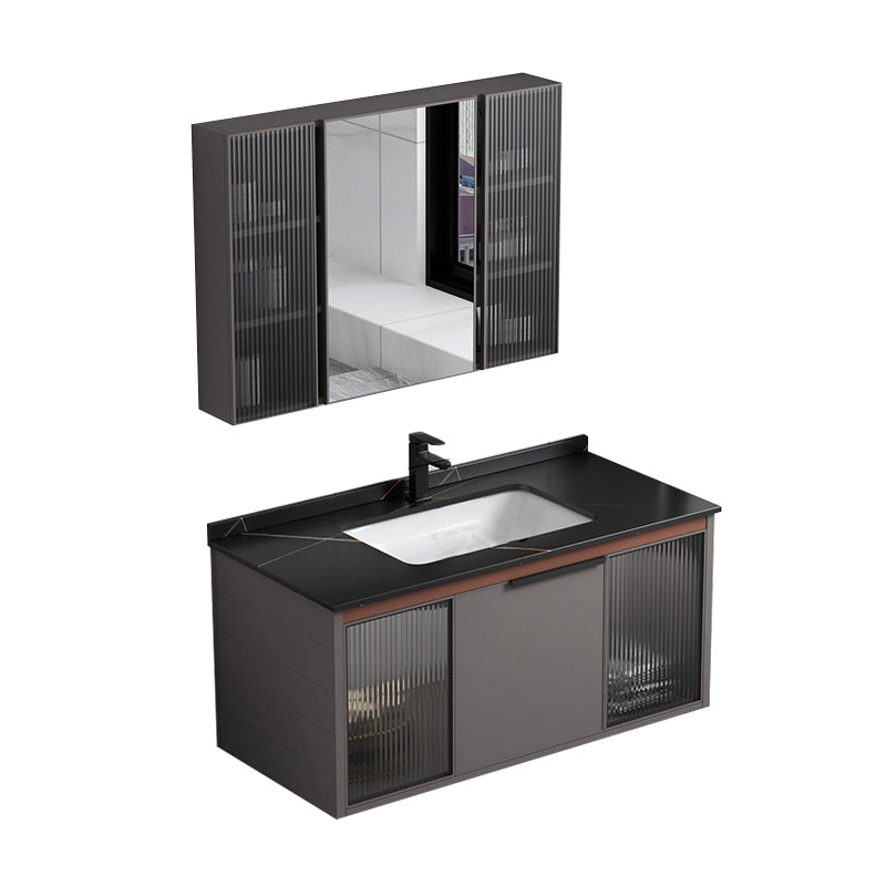 Metal Base Sink Vanity Modern Single-Sink Rectangular Wall Mount Vanity Sink Vanity & Faucet & Mirror Cabinet https: res.litfad.com site img item 2023 01 08 7244749 1200x1200.jpg Clearhalo 'Bathroom Remodel & Bathroom Fixtures' 'Bathroom Vanities' 'bathroom_vanities' 'Home Improvement' 'home_improvement' 'home_improvement_bathroom_vanities' 7244749