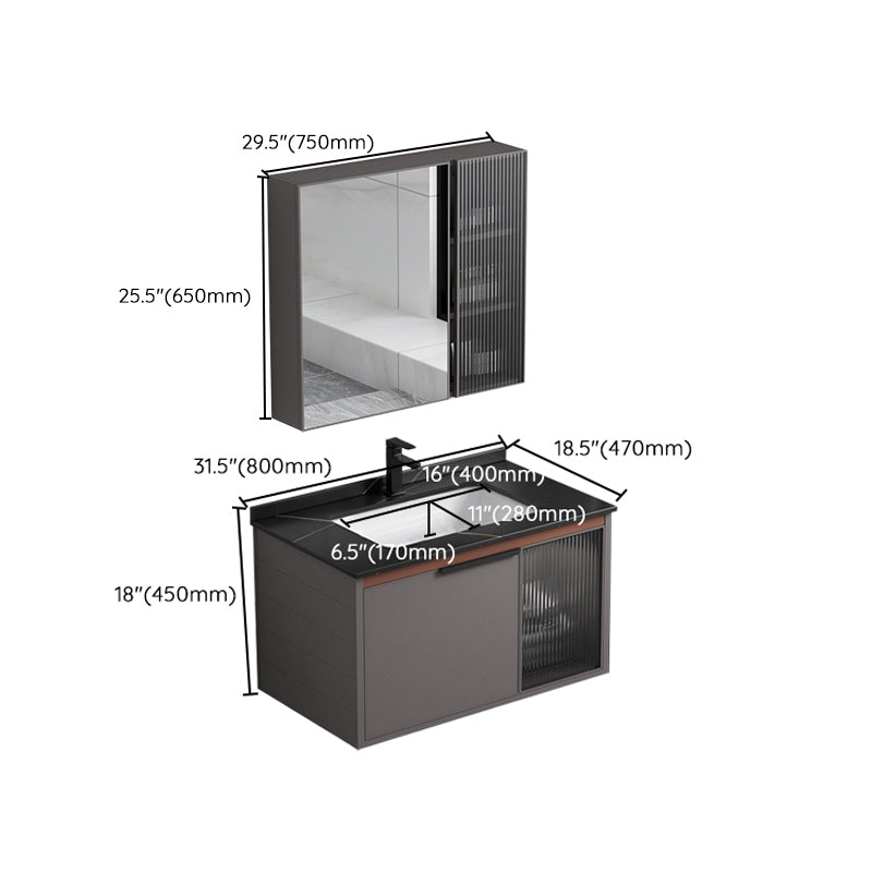 Metal Base Sink Vanity Modern Single-Sink Rectangular Wall Mount Vanity Sink Clearhalo 'Bathroom Remodel & Bathroom Fixtures' 'Bathroom Vanities' 'bathroom_vanities' 'Home Improvement' 'home_improvement' 'home_improvement_bathroom_vanities' 7244759