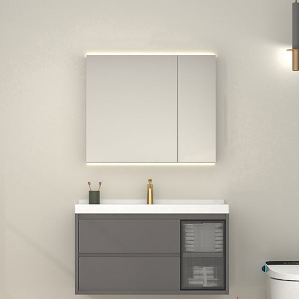 Wall Mount Gray Sink Vanity Modern Ceramic Single Rectangular Vanity Vanity & Faucet & Mirror Cabinet https: res.litfad.com site img item 2023 01 19 7244764 1200x1200.jpg Clearhalo 'Bathroom Remodel & Bathroom Fixtures' 'Bathroom Vanities' 'bathroom_vanities' 'Home Improvement' 'home_improvement' 'home_improvement_bathroom_vanities' 7244764