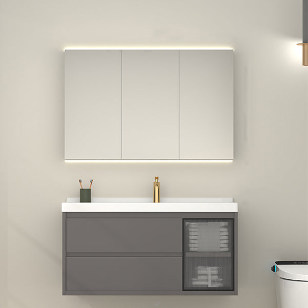 Wall Mount Gray Sink Vanity Modern Ceramic Single Rectangular Vanity Vanity & Faucet & Mirror Cabinet https: res.litfad.com site img item 2023 01 09 7244766 1200x1200.jpg Clearhalo 'Bathroom Remodel & Bathroom Fixtures' 'Bathroom Vanities' 'bathroom_vanities' 'Home Improvement' 'home_improvement' 'home_improvement_bathroom_vanities' 7244766
