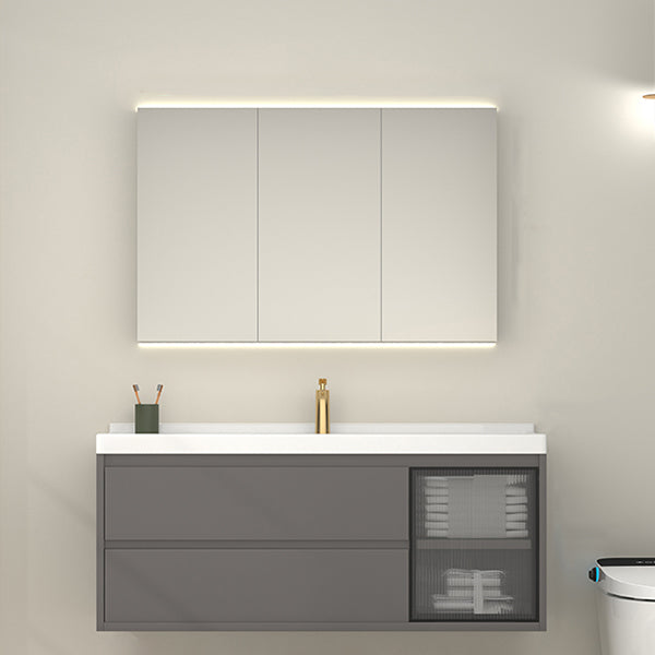 Wall Mount Gray Sink Vanity Modern Ceramic Single Rectangular Vanity Vanity & Faucet & Mirror Cabinet https: res.litfad.com site img item 2023 01 29 7244768 1200x1200.jpg Clearhalo 'Bathroom Remodel & Bathroom Fixtures' 'Bathroom Vanities' 'bathroom_vanities' 'Home Improvement' 'home_improvement' 'home_improvement_bathroom_vanities' 7244768