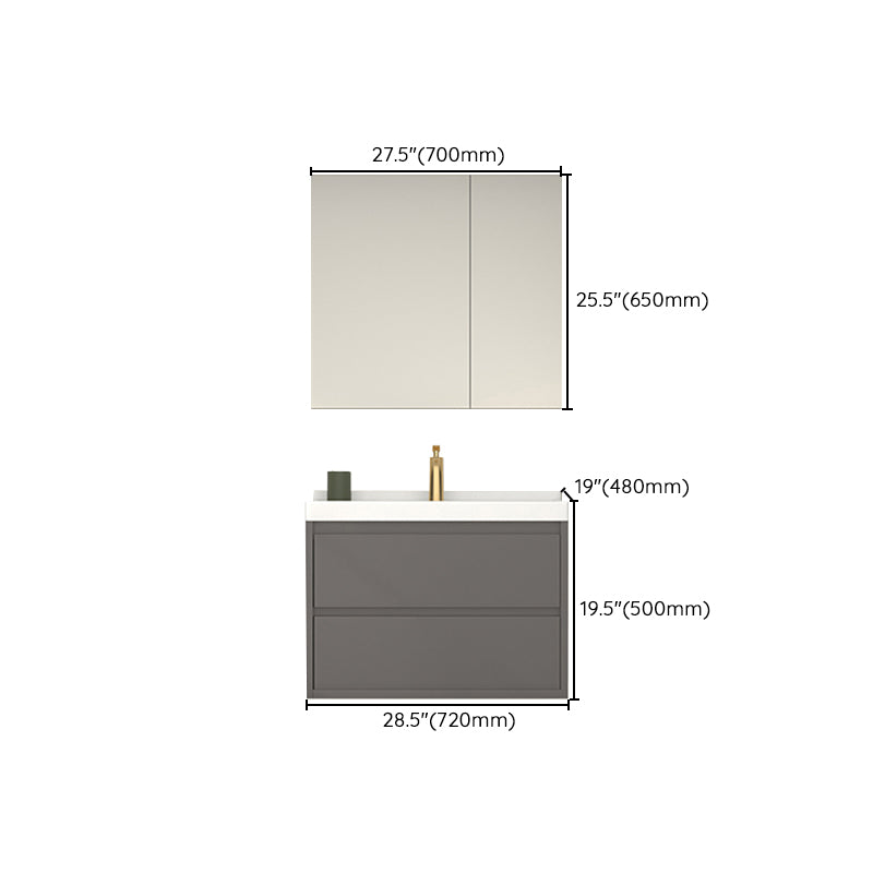 Wall Mount Gray Sink Vanity Modern Ceramic Single Rectangular Vanity Clearhalo 'Bathroom Remodel & Bathroom Fixtures' 'Bathroom Vanities' 'bathroom_vanities' 'Home Improvement' 'home_improvement' 'home_improvement_bathroom_vanities' 7244773