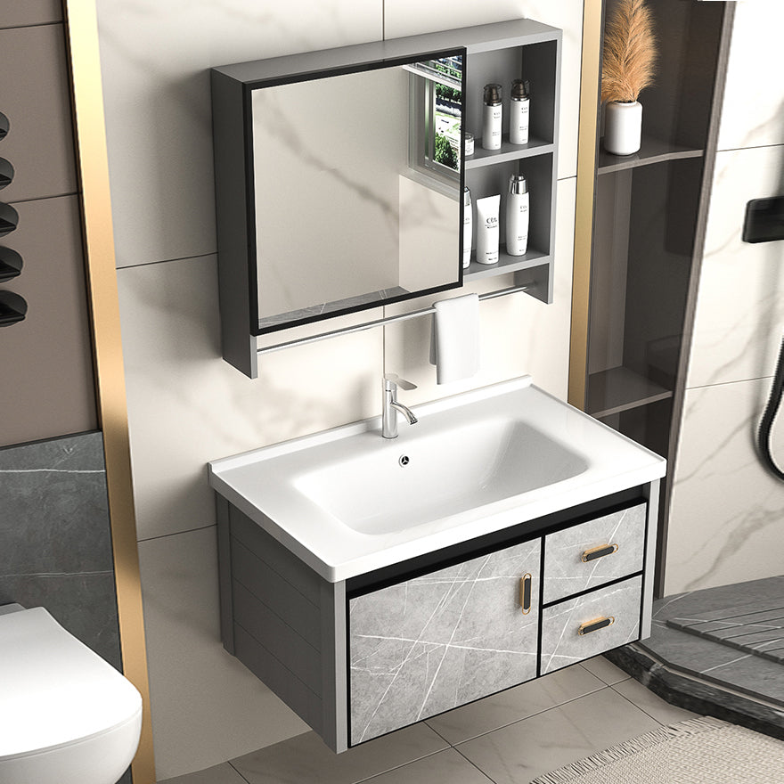 Modern Metal Sink Vanity Wood Wall Mount Faucet Included Bathroom Vanity Clearhalo 'Bathroom Remodel & Bathroom Fixtures' 'Bathroom Vanities' 'bathroom_vanities' 'Home Improvement' 'home_improvement' 'home_improvement_bathroom_vanities' 7250323