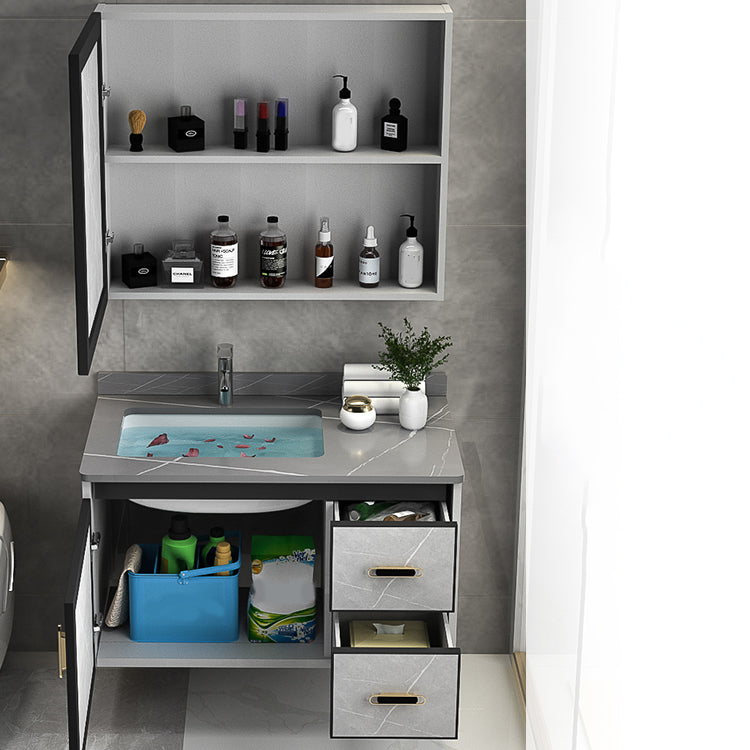 Modern Metal Sink Vanity Wood Wall Mount Faucet Included Bathroom Vanity Clearhalo 'Bathroom Remodel & Bathroom Fixtures' 'Bathroom Vanities' 'bathroom_vanities' 'Home Improvement' 'home_improvement' 'home_improvement_bathroom_vanities' 7250328