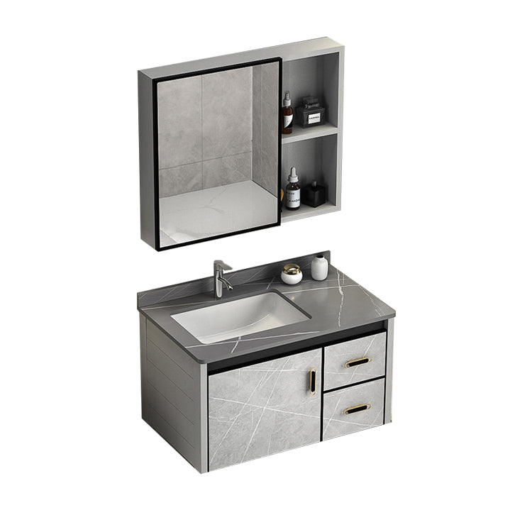 Modern Metal Sink Vanity Wood Wall Mount Faucet Included Bathroom Vanity Clearhalo 'Bathroom Remodel & Bathroom Fixtures' 'Bathroom Vanities' 'bathroom_vanities' 'Home Improvement' 'home_improvement' 'home_improvement_bathroom_vanities' 7250331