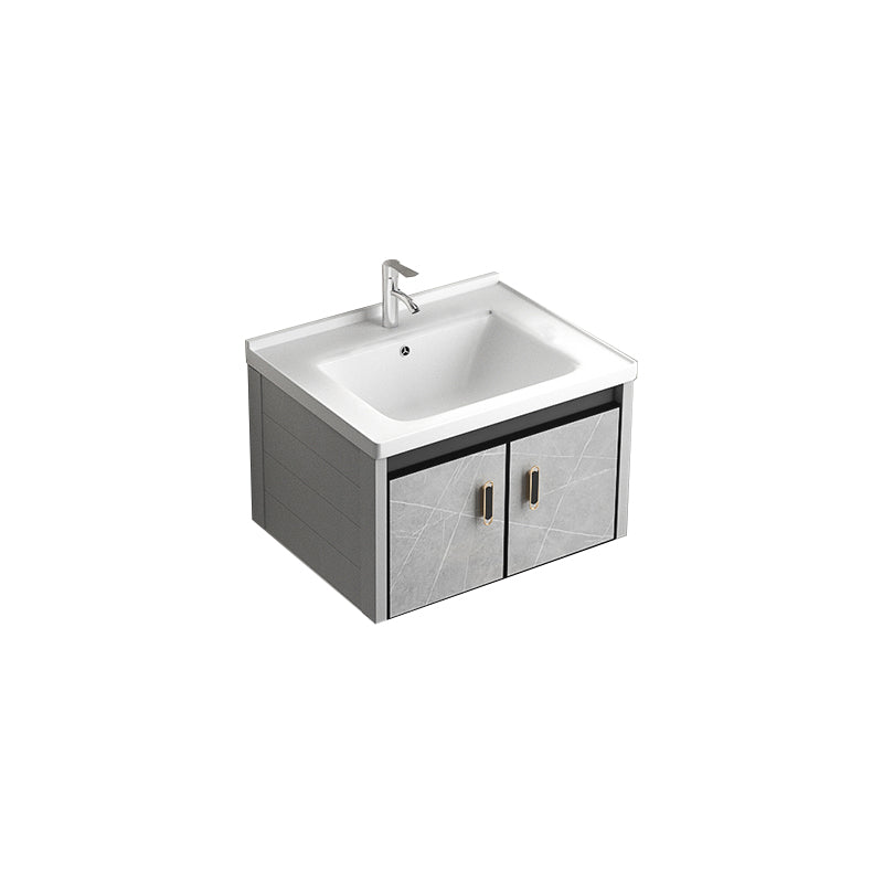 Modern Metal Sink Vanity Wood Wall Mount Faucet Included Bathroom Vanity Vanity & Faucet 24"L x 19"W x 16"H White Clearhalo 'Bathroom Remodel & Bathroom Fixtures' 'Bathroom Vanities' 'bathroom_vanities' 'Home Improvement' 'home_improvement' 'home_improvement_bathroom_vanities' 7250344