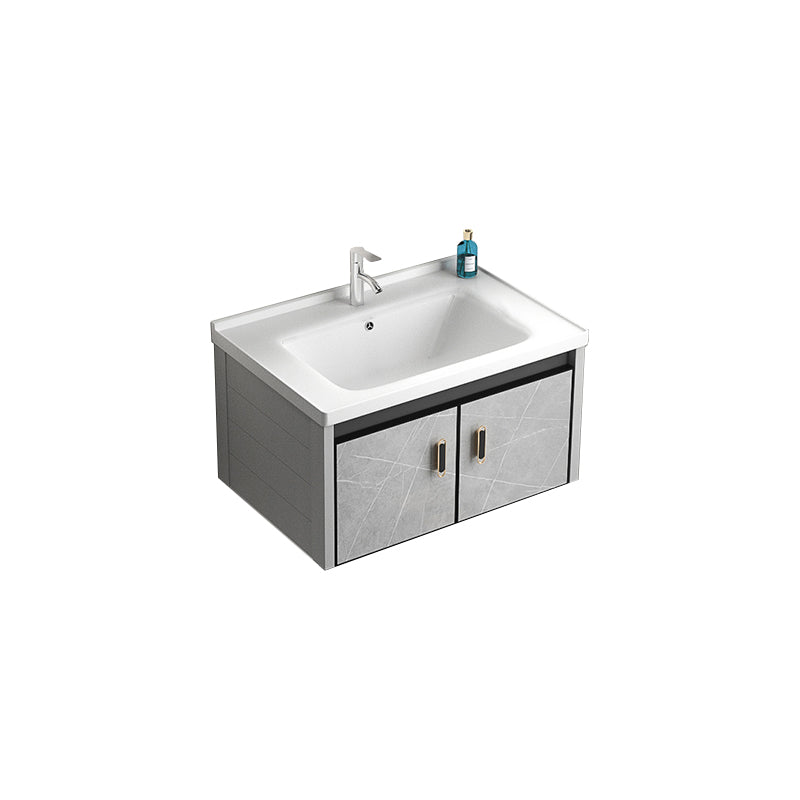 Modern Metal Sink Vanity Wood Wall Mount Faucet Included Bathroom Vanity Vanity & Faucet 28"L x 19"W x 16"H White Clearhalo 'Bathroom Remodel & Bathroom Fixtures' 'Bathroom Vanities' 'bathroom_vanities' 'Home Improvement' 'home_improvement' 'home_improvement_bathroom_vanities' 7250345