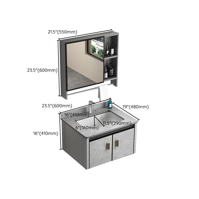 Modern Metal Sink Vanity Wood Wall Mount Faucet Included Bathroom Vanity Clearhalo 'Bathroom Remodel & Bathroom Fixtures' 'Bathroom Vanities' 'bathroom_vanities' 'Home Improvement' 'home_improvement' 'home_improvement_bathroom_vanities' 7250347