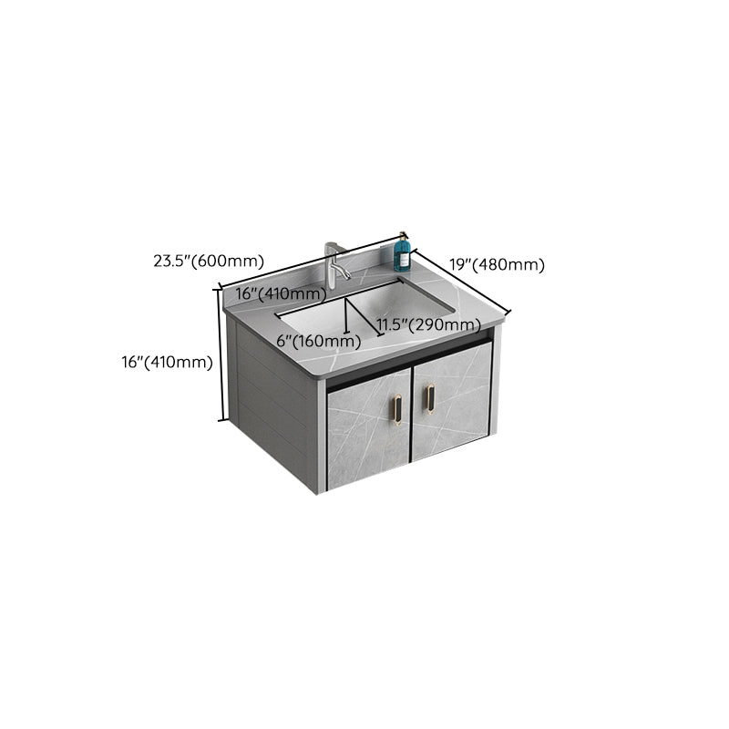 Modern Metal Sink Vanity Wood Wall Mount Faucet Included Bathroom Vanity Clearhalo 'Bathroom Remodel & Bathroom Fixtures' 'Bathroom Vanities' 'bathroom_vanities' 'Home Improvement' 'home_improvement' 'home_improvement_bathroom_vanities' 7250355