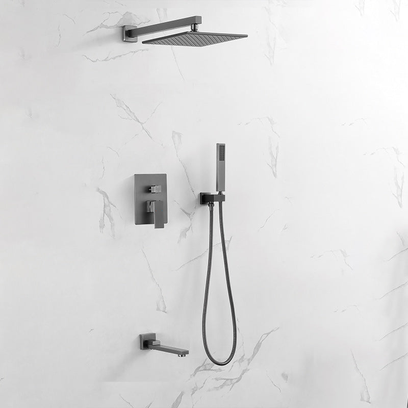 Modern Shower Head Combo Brass Ceiling Mounted Adjustable Spray Pattern Shower Combo Gun Grey Hand Spray & In-Wall Top Spray & Water Outlet Clearhalo 'Bathroom Remodel & Bathroom Fixtures' 'Home Improvement' 'home_improvement' 'home_improvement_shower_faucets' 'Shower Faucets & Systems' 'shower_faucets' 'Showers & Bathtubs Plumbing' 'Showers & Bathtubs' 7250642