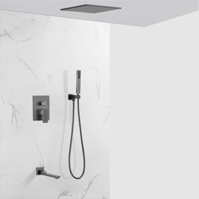 Modern Shower Head Combo Brass Ceiling Mounted Adjustable Spray Pattern Shower Combo Gun Grey Hand Spray & Ceiling Spray & Water Outlet Clearhalo 'Bathroom Remodel & Bathroom Fixtures' 'Home Improvement' 'home_improvement' 'home_improvement_shower_faucets' 'Shower Faucets & Systems' 'shower_faucets' 'Showers & Bathtubs Plumbing' 'Showers & Bathtubs' 7250646