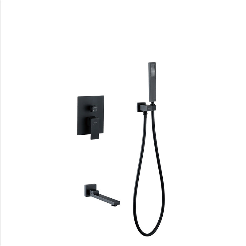 Modern Shower Head Combo Brass Ceiling Mounted Adjustable Spray Pattern Shower Combo Black None Hand Spray & Water Outlet Clearhalo 'Bathroom Remodel & Bathroom Fixtures' 'Home Improvement' 'home_improvement' 'home_improvement_shower_faucets' 'Shower Faucets & Systems' 'shower_faucets' 'Showers & Bathtubs Plumbing' 'Showers & Bathtubs' 7250648