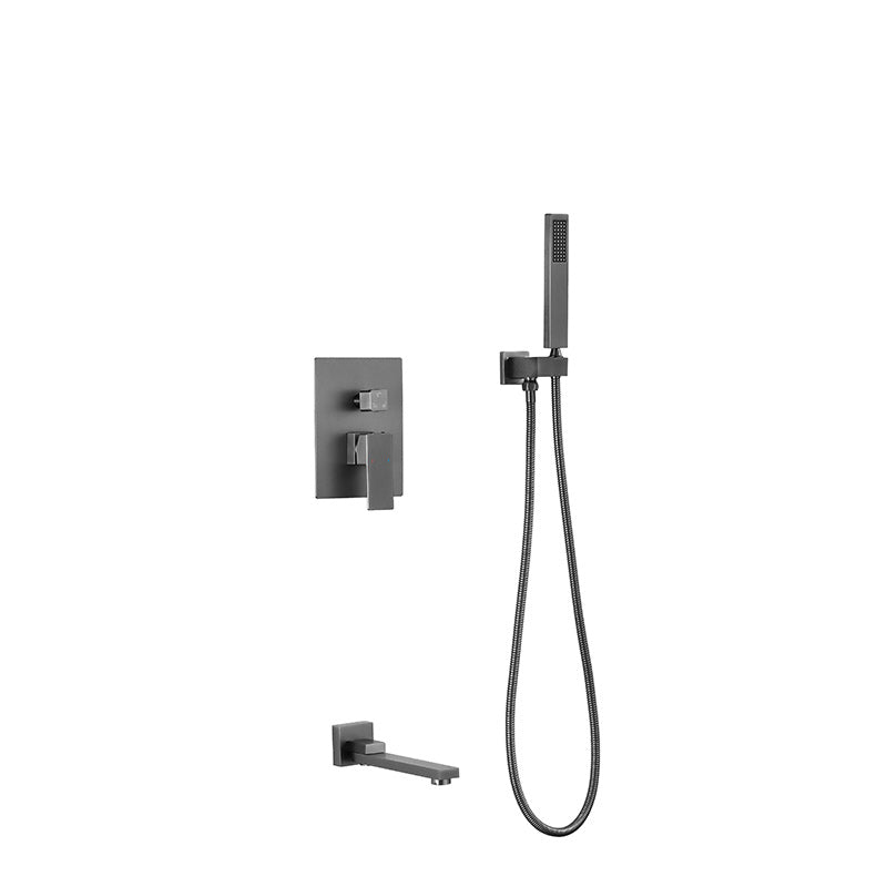 Modern Shower Head Combo Brass Ceiling Mounted Adjustable Spray Pattern Shower Combo Gun Grey None Hand Spray & Water Outlet Clearhalo 'Bathroom Remodel & Bathroom Fixtures' 'Home Improvement' 'home_improvement' 'home_improvement_shower_faucets' 'Shower Faucets & Systems' 'shower_faucets' 'Showers & Bathtubs Plumbing' 'Showers & Bathtubs' 7250650