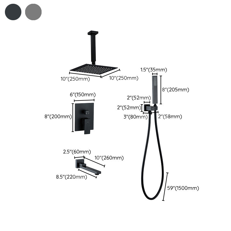 Modern Shower Head Combo Brass Ceiling Mounted Adjustable Spray Pattern Shower Combo Clearhalo 'Bathroom Remodel & Bathroom Fixtures' 'Home Improvement' 'home_improvement' 'home_improvement_shower_faucets' 'Shower Faucets & Systems' 'shower_faucets' 'Showers & Bathtubs Plumbing' 'Showers & Bathtubs' 7250656