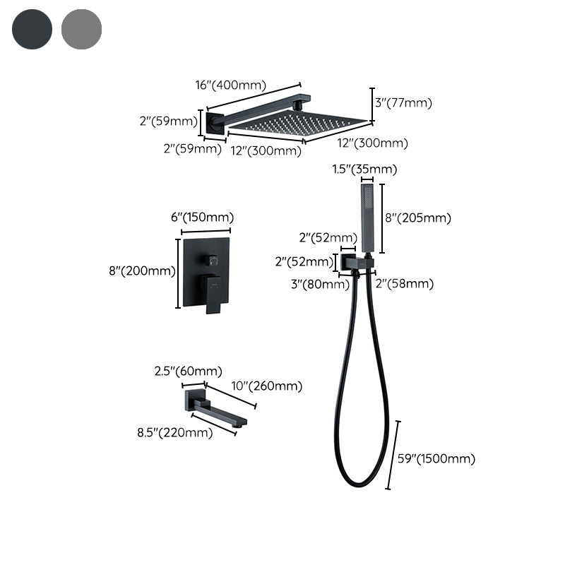 Modern Shower Head Combo Brass Ceiling Mounted Adjustable Spray Pattern Shower Combo Clearhalo 'Bathroom Remodel & Bathroom Fixtures' 'Home Improvement' 'home_improvement' 'home_improvement_shower_faucets' 'Shower Faucets & Systems' 'shower_faucets' 'Showers & Bathtubs Plumbing' 'Showers & Bathtubs' 7250659