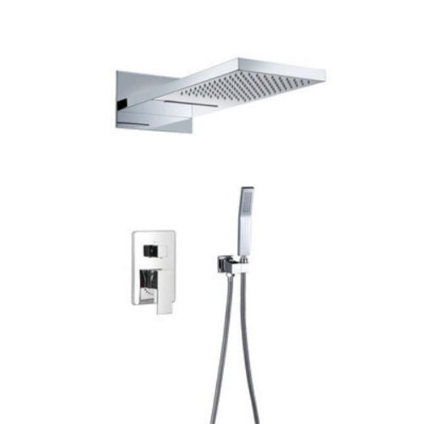 Modern Shower Combo Brass Handheld Shower Head Valve Included Shower Trim Chrome Temperature Control Clearhalo 'Bathroom Remodel & Bathroom Fixtures' 'Home Improvement' 'home_improvement' 'home_improvement_shower_faucets' 'Shower Faucets & Systems' 'shower_faucets' 'Showers & Bathtubs Plumbing' 'Showers & Bathtubs' 7250669