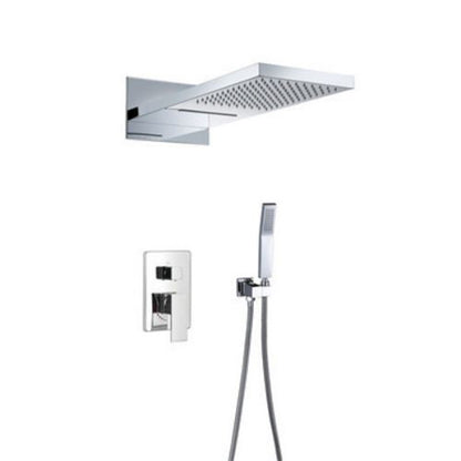 Modern Shower Combo Brass Handheld Shower Head Valve Included Shower Trim Chrome Temperature Control Clearhalo 'Bathroom Remodel & Bathroom Fixtures' 'Home Improvement' 'home_improvement' 'home_improvement_shower_faucets' 'Shower Faucets & Systems' 'shower_faucets' 'Showers & Bathtubs Plumbing' 'Showers & Bathtubs' 7250669