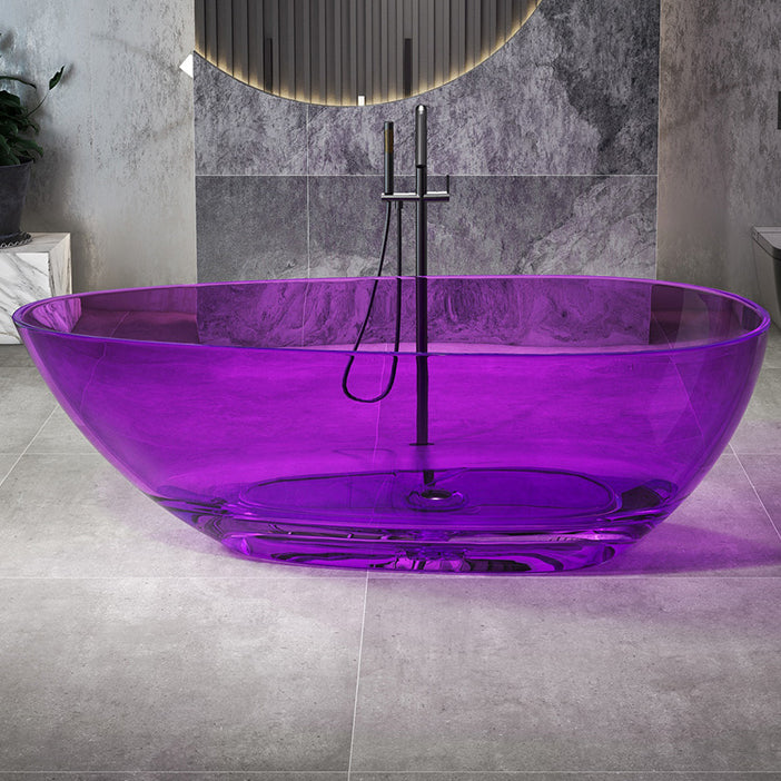 Flat Bottom Soaking Bathtub Antique Finish Oval Modern Bath Tub Purple Clearhalo 'Bathroom Remodel & Bathroom Fixtures' 'Bathtubs' 'Home Improvement' 'home_improvement' 'home_improvement_bathtubs' 'Showers & Bathtubs' 7251144